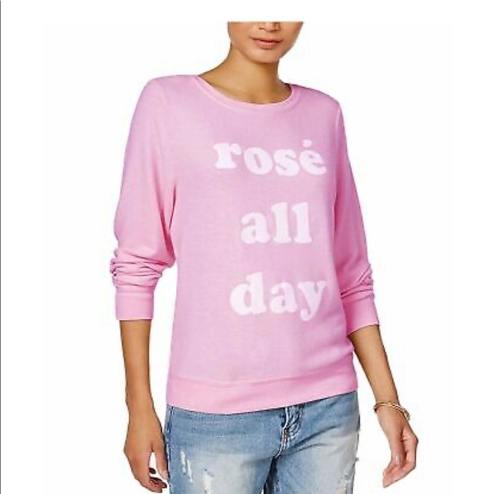 DREAM SCEAM BY WILD FOX Pink Rose' All Day Long Sleeve Top Shirt Blouse Size Lar